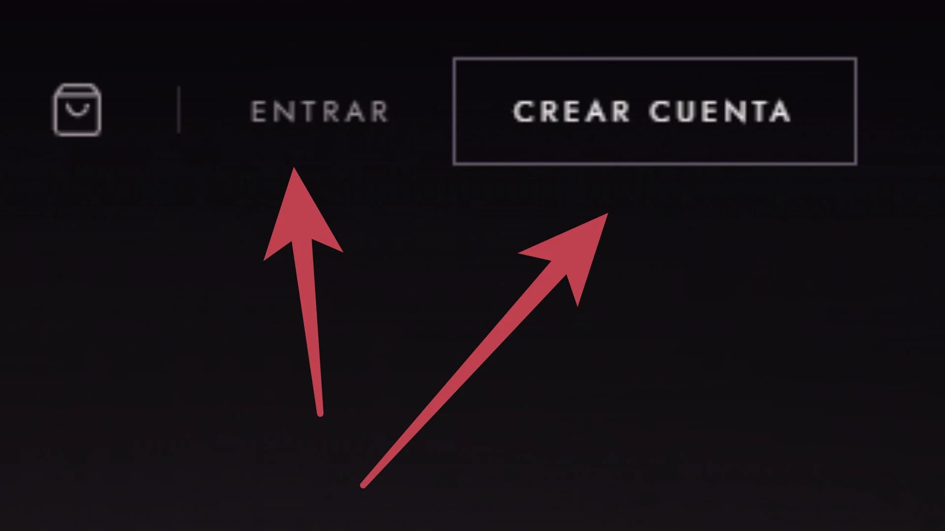 Acceso a la cuenta desde la barra superior.