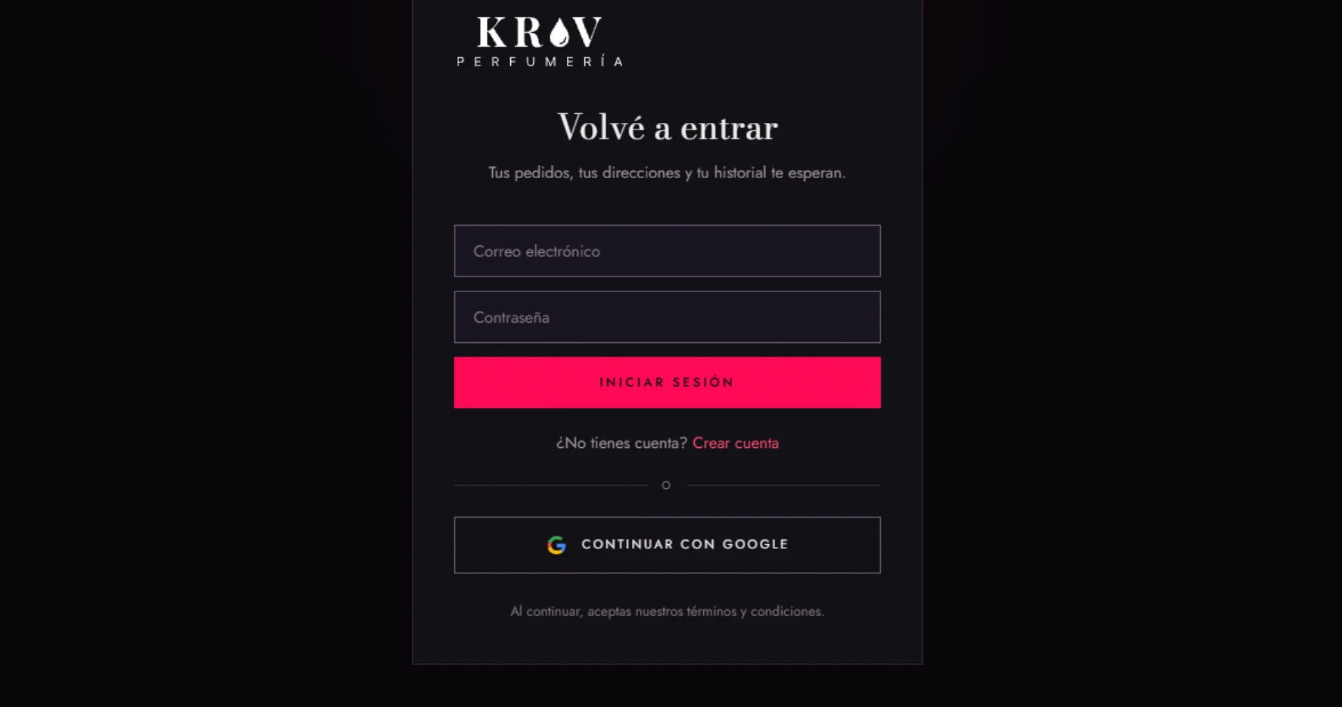 Pantalla de inicio de sesión con Google.